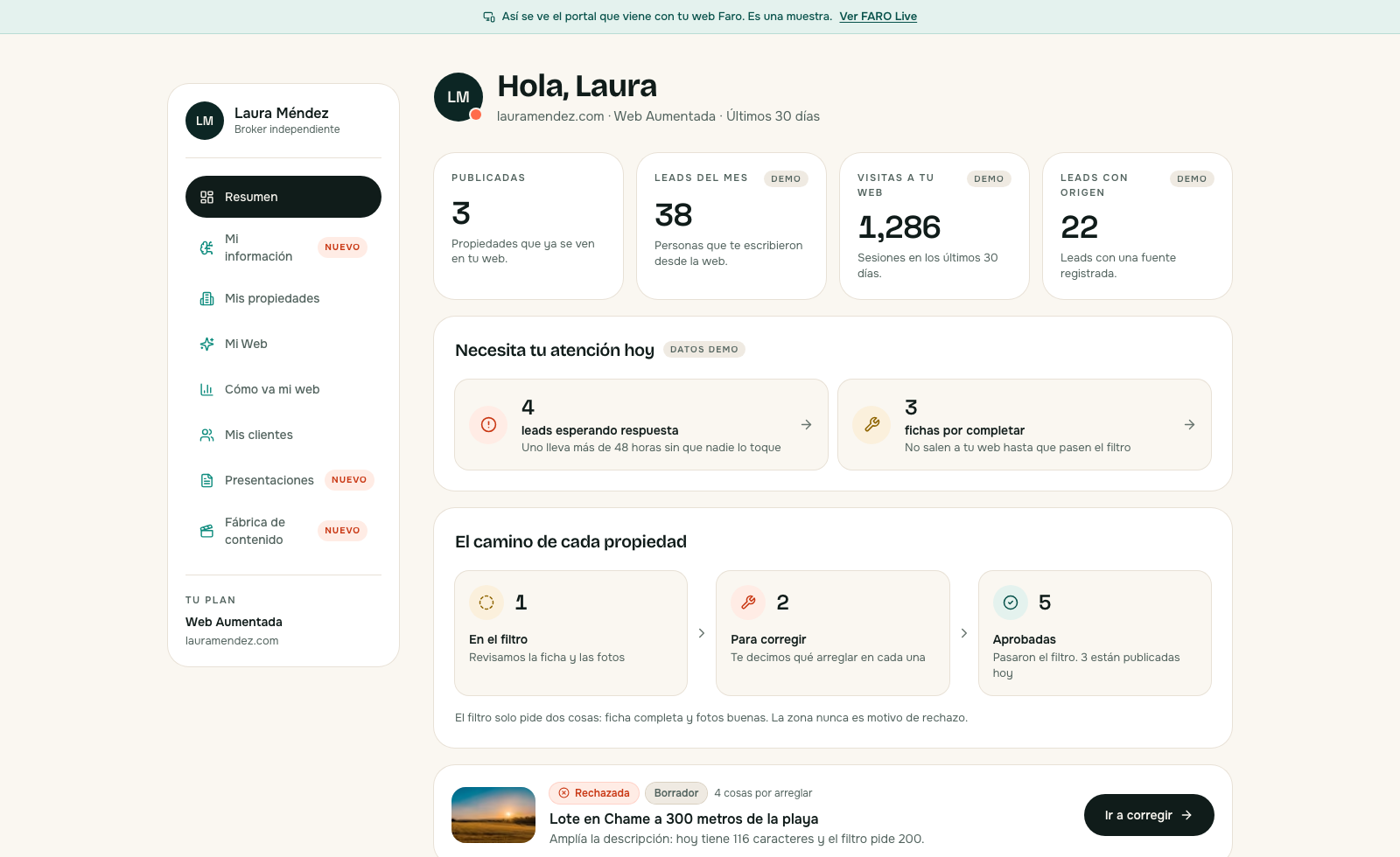 Resumen preparado de una cuenta de demostración en FARO 0.5
