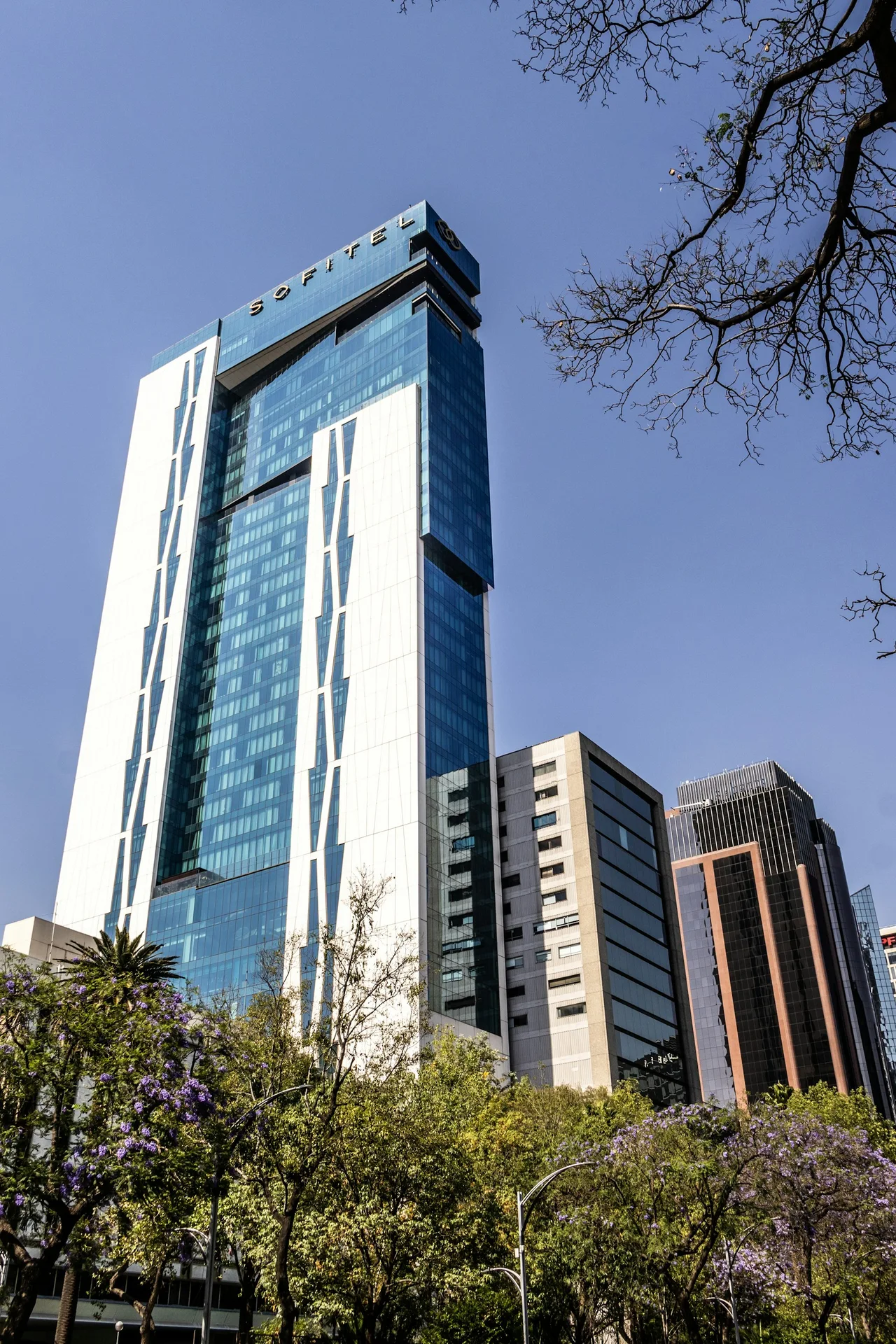 Edificios contemporáneos sobre Paseo de la Reforma en Ciudad de México
